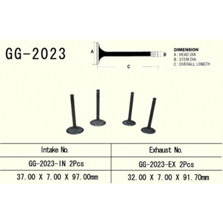 Vesrah, výfukový ventil, Yamaha YFM 600 GRIZZLY '98-'01, XT 600 '87-'03, TT600 (2ks na motor) (32,0X7,0X91,7 mm) (OEM:1VJ-12121-