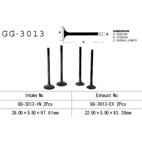 Vesrah, výfukový ventil, Suzuki GZ 250 99-10, GN 250, DR 250, LT 300 E '87-89' (OEM: 12912-38200,12911-38201) (1ks.)
