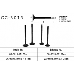 Vesrah, sací ventil, Suzuki GZ 250 99-10, GN 250, DR 250, LT 300 E '87-89' (OEM: 12911-38200) (1ks.)