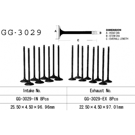 Vesrah, sací ventil, Suzuki RF 600R 9496 , GSXR 600W '92-93' (OEM: 12911-18E00) (1ks.)