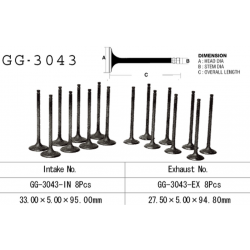 Vesrah, sací ventil, Suzuki GSXR 1300HAYABUSA '99-07' (OEM: 12911-24F00) (1ks.)