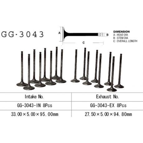 Vesrah, sací ventil, Suzuki GSXR 1300HAYABUSA '99-07' (OEM: 12911-24F00) (1ks.)