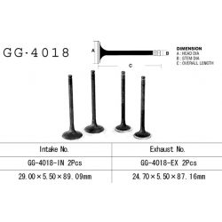 Vesrah, výfukový ventil, Kawasaki KLR 250 '85-'05, EN 450/500, GPZ 500S, GPZ 900R, ER5 97-03 (OEM: 12005-1052,12005-1065) (1ks.)