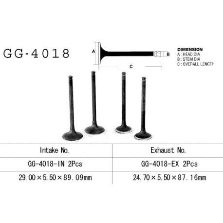 Vesrah, sací ventil, Kawasaki KLR 250 '85-'05, EN 450/500, GPZ 500S, GPZ 900R, ER 5 '97-03' (OEM: 12004-1052,12004-1062) (1ks.)