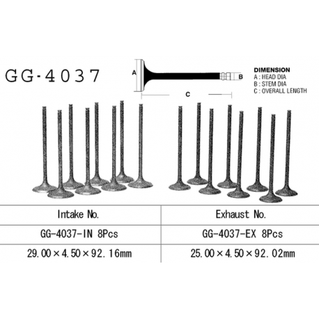 Vesrah, sací ventil, Kawasaki ZX 9R '94-97, ZXR 750L '94-95' (OEM: 12004-1112) (1ks.)