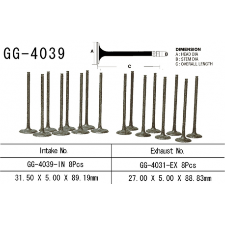 Vesrah, sací ventil, Kawasaki ZZ-R 1100/1200 '90-'05, ZRX 1100/1200 '99-'05, GPZ 1100 '95-'97 (OEM: 12004-1093) (1ks.)