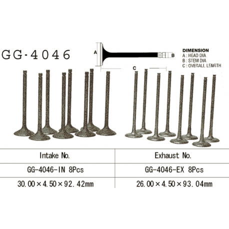 Vesrah, sací ventil, Kawasaki ZX9R '98-03, Z 1000A '03-05' (OEM: 12004-1132) (1ks.)