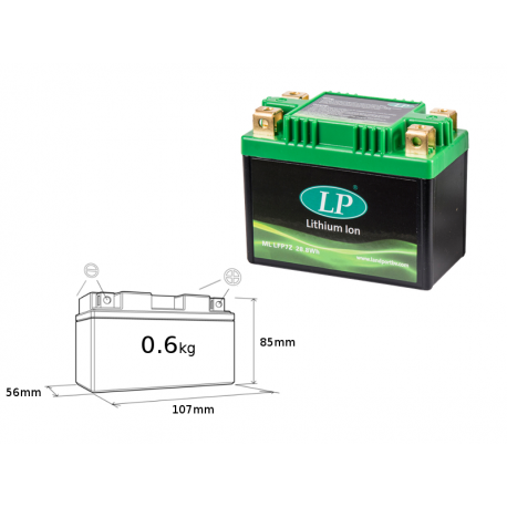 Landport, akumulátor Lithium-iontový, LIFEPO4 LFP7Z (107X56X85) (YTZ7S, YTX7ABS, YB9LB) (28,8 WH) (hmotnost 600G) (8)