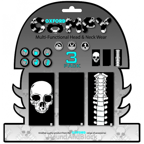 Oxford, multifunkční návlek na krk Comfy, 3ks v balení, barva SKELETON
