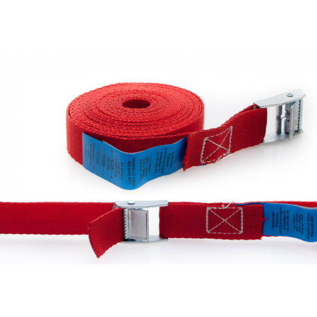 Transportní popruh, 25mm/4MB, se samojistící přezkou, červená barva (s homologací)