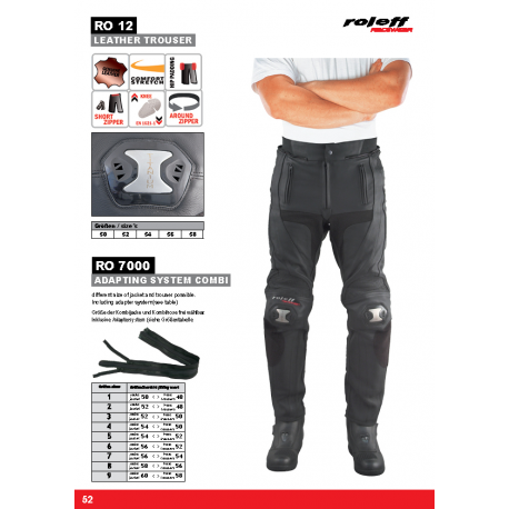 Roleff, kožené moto kalhoty RO12, černá barva, velikost 58