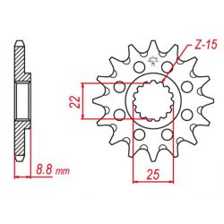 Grosskopf, přední řetězové kolečko, 1248 17 (124817) samočistící (Self Cleaning) Beta/KTM/Husqvarna/Husaberg (JTF1901.17) (řetěz