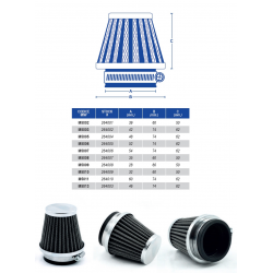 MIW (Meiwa), konusový vzduchový filtr, chromovaný ( 48X74X62mm )