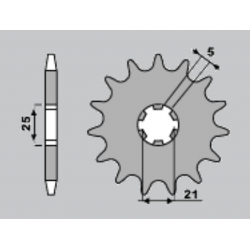 JR, přední řetězové kolečko, 569 16 Yamaha XV 250 '89-'94, XVS 250 '08-'17, XV 250`89-15 (+2) (JTF569.16) (řeťez 520) (56916JT)