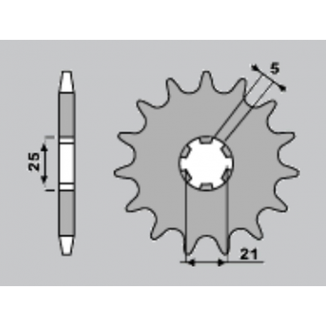 JR, přední řetězové kolečko, 569 16 Yamaha XV 250 '89-'94, XVS 250 '08-'17, XV 250`89-15 (+2) (JTF569.16) (řeťez 520) (56916JT)