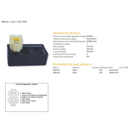 DZE, jednotka zapalování CDI, MOTOMET SIRIUS 200/250 13
