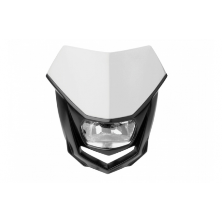 Polisport, přední maska se světlem, model Halo (halogenová žárovka), barva bílá/černá