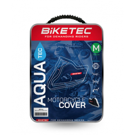 Biketec, balení 20 kusů voděodolných potahů na moto Aquatec, barva černá/šedá, velikost M