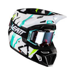 Leatt (kolekce 2023), MX přilba 8.5 V23 (+ MX brýle VELOCITY 5.5 ZDARMA) HELMET KIT TIGER, barva černá/bílá/modrá/žlutá fluo, ve