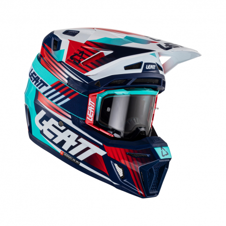 Leatt (kolekce 2023), MX přilba 8.5 V23 (+ MX brýle VELOCITY 5.5 ZDARMA) HELMET KIT ROYAL, barva modrá/červená/modrá, velikost L