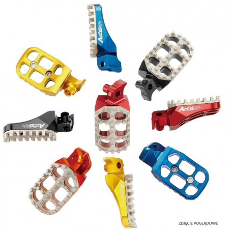 Accel, stupačky, Kawasaki KXF250 '05-'17, KXF450 '07-'17, ALUMINIUM T7075, černá barva, regulovatelná šířka