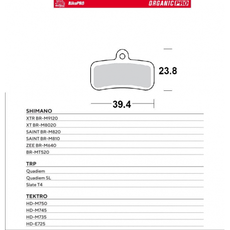 Moto-Master, cyklo brzdové desky, organické, PRO určeno pro: Shimano XTR BR-M9120, XT BR-M8020, SAINT BR-M820, SAINT