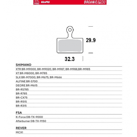 Moto-Master, cyklo brzdové desky, organické, PRO určeno pro: Shimano XTR BR-M9000, BR-M9020, BR-M987, BR-M988, BR-M98