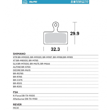 Moto-Master, cyklo brzdové desky, Sinter Metalic Pro, určeno pro: Shimano XTR BR-M9000, BR-M9020, BR-M987, BR-M988,