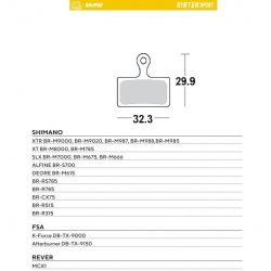 Moto-Master, cyklo brzdové desky, Sinter Sport Metalic, určeno pro: Shimano XTR BR-M9000, BR-M9020, BR-M987, BR-M98