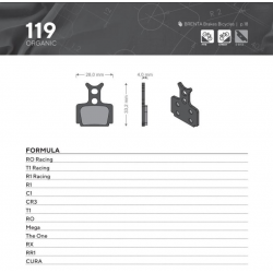 Brenta, cyklo brzdové desky, organické, určeno pro: Formula CURA, RO RACING, T1 RACING, R1 RACING,
