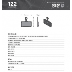 Brenta, cyklo brzdové desky, organické, určeno pro: Shimano XTR BR-M9000, BR-M9020, BR-M987, BR-M9