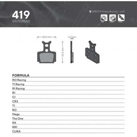 Brenta, cyklo brzdové desky, Sinter, určeno pro: Formula CURA, RO RACING, T1 RA