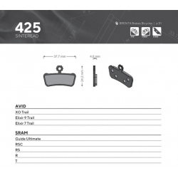 Brenta, cyklo brzdové desky, Sinter, určeno pro: Avid XO TRAIL, ELIXIR 9 TRAIL,