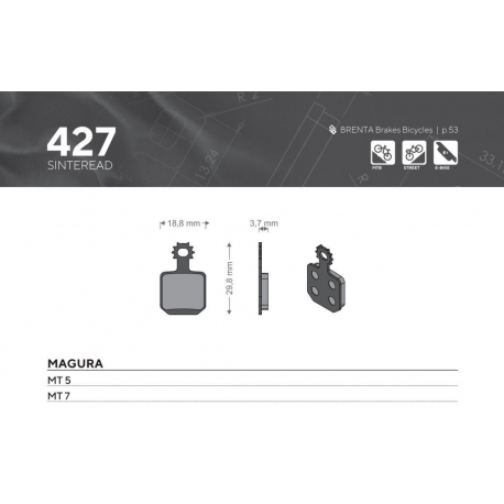 Brenta, cyklo brzdové desky, Sinter, určeno pro: Magura MT 5, MT 7 (pro všechny typy kotoučů)