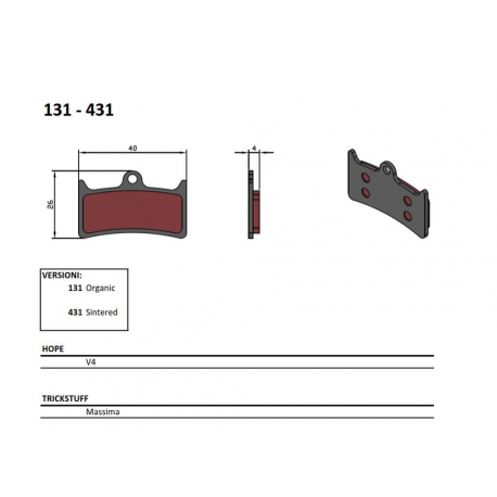 Brenta, cyklo brzdové desky, organické, určeno pro: Hope V4 (pro všechny typy kotoučů)Z) BR131
