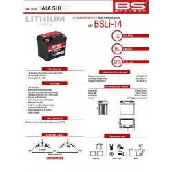 BS, akumulátor Lithium LIFEPO4 BSLI-14 (114X70X105) (210A,36WH,3AH) (4) Honda CRF 1100 AFRICA TW