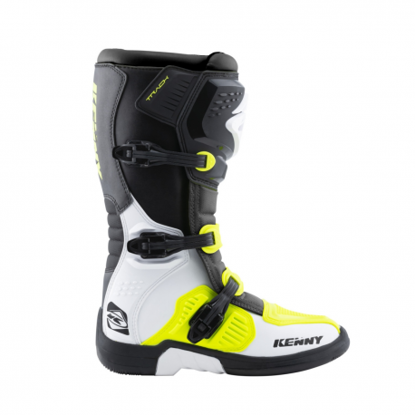 Kenny Racing, boty MX/Enduro, Track White/Neon Yellow, barva bílá/černá/žlutá fluo, velikost 41