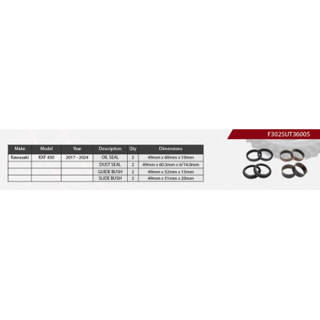 Showa, opravná sada přední vidlice, Kawasaki KXF 450 '17-'24,