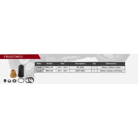 Showa, opravná sada zadního tlumiče, Suzuki RMZ 250 '11-'15, RMZ 450 '11-'17 (SERVICE KIT)