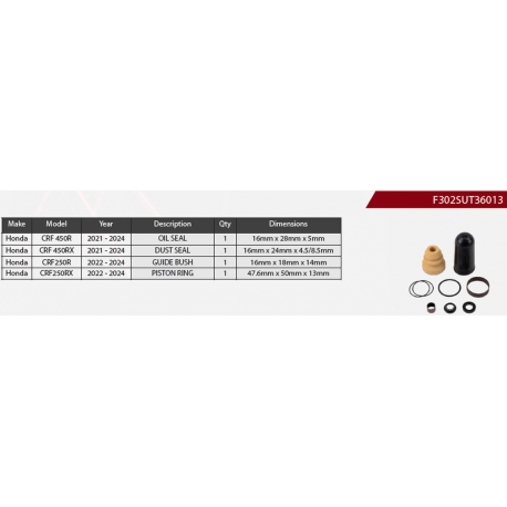 Showa, opravná sada zadního tlumiče, Honda CRF 450 R '21-'24, CRF 450 RX '21-'24, CRF 250 R '22-'24, CRF 250 RX '