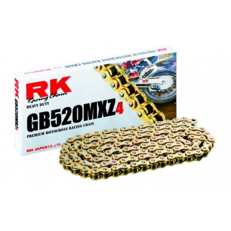 RK ŁAŃCUCH NAPĘDOWY (MOTOCROSS) 420MXZ4-120 ZAPINKA (CL) W ZESTAWIE KOLOR ZŁOTY (POJEMNOŚĆ: DO 150 CCM) (22,2 KN)