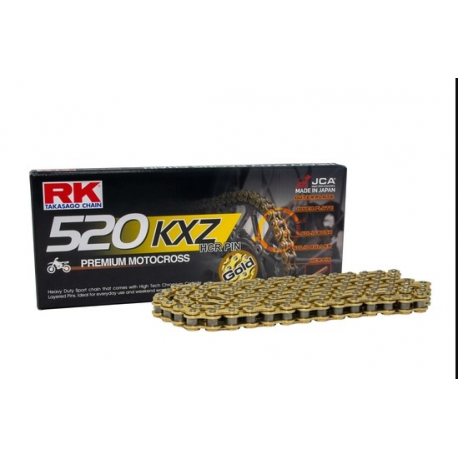 RK ŁAŃCUCH NAPĘDOWY (MOTOCROSS) GB520KXZ-120 ZAPINKA (CL) W ZESTAWIE KOLOR ZŁOTY (POJEMNOŚĆ: DO 450 CCM) (35 KN)