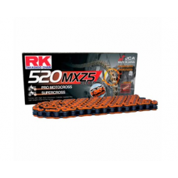 RK ŁAŃCUCH NAPĘDOWY (MOTOCROSS) 520MXZ5-120 ZAPINKA (CL) W ZESTAWIE KOLOR POMARAŃCZOWY (POJEMNOŚĆ: DO 500 CCM) (37,8 KN)