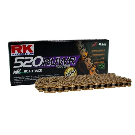 RK ŁAŃCUCH NAPĘDOWY GB520RUWR-122 (UW-RING) ZAKUWKA (CLF) W ZESTAWIE KOLOR ZŁOTY (POJEMNOŚĆ: DO 800 CCM) (35,3 KN)