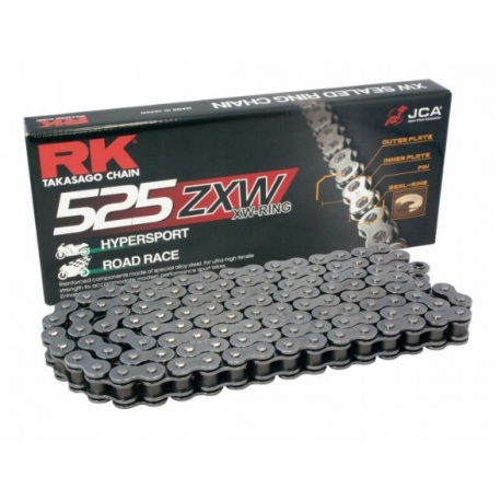 RK ŁAŃCUCH NAPĘDOWY 525ZXW-128 (XW-RING) ZAKUWKA (CLF) W ZESTAWIE KOLOR STANDARD (POJEMNOŚĆ: DO 1300 CCM) (46,4 KN)