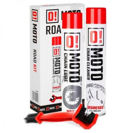 OMOTO, sada přípravků pro péči o řetěz, ROAD O! CHAIN CARE AND PROTECTION, 2+1 mazivo, čistič, stětec (2x750ml)