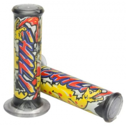 Harri's, gripy 01684-CL (120 mm/22 mm) bez otvoru, barva žlutá/modrá/červená