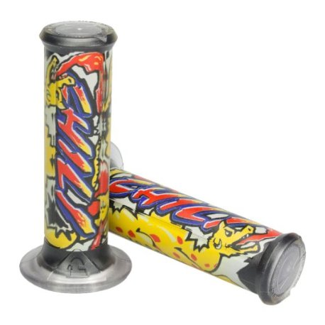 Harri's, gripy 01684-CL (120 mm/22 mm) bez otvoru, barva žlutá/modrá/červená