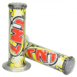 Harri's, gripy 01684-TN TNT (120 mm/22 mm) bez otvoru, barva žlutá/červená