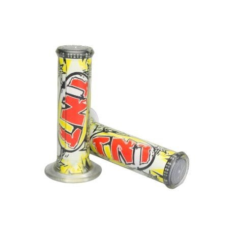 Harri's, gripy 01684-TN TNT (120 mm/22 mm) bez otvoru, barva žlutá/červená